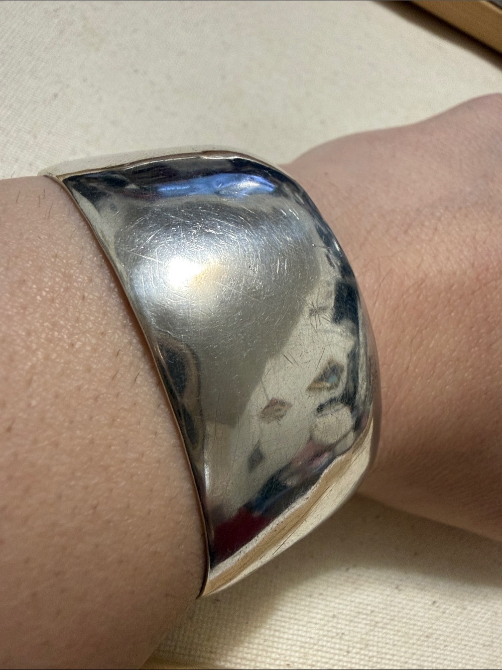 Sterling Silver Handmade Wide Cuff Bracelet - Picture 5 of 11